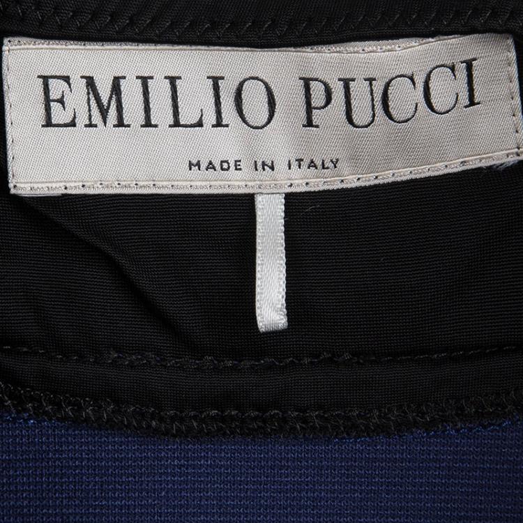 Pre Owned Emilio Pucci Navy Blue Cap Sleeve Fitted Dress S