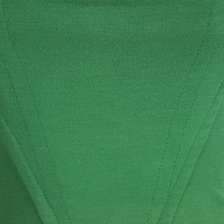 Pre Owned Emilio Pucci Green Knit Scalloped Lace Trim Sleeveless Bodycon Dress S