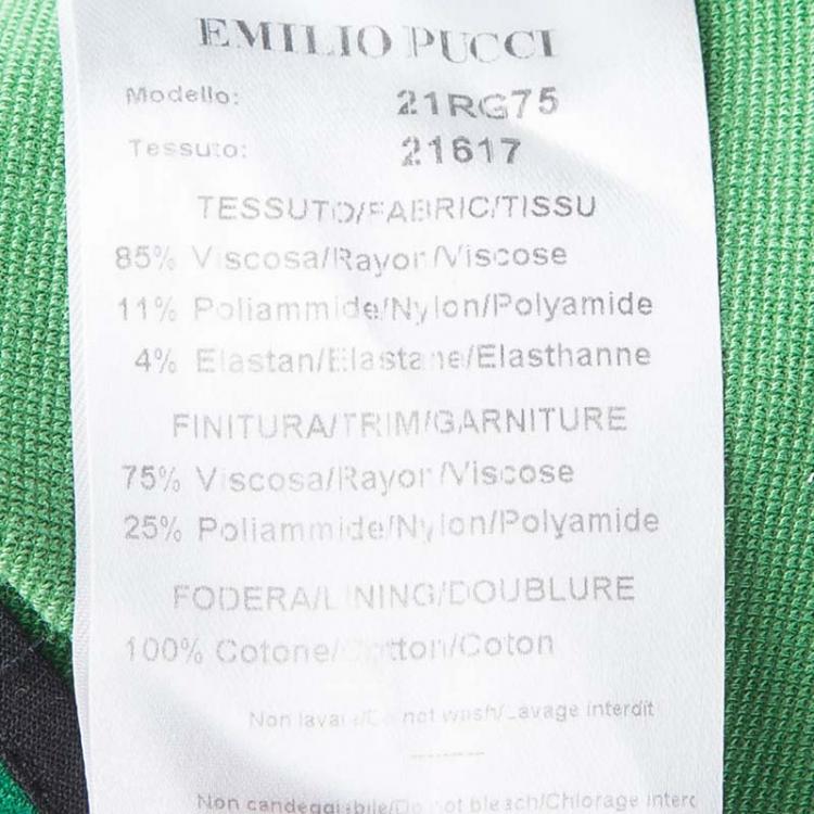 Pre Owned Emilio Pucci Green Knit Scalloped Lace Trim Sleeveless Bodycon Dress S