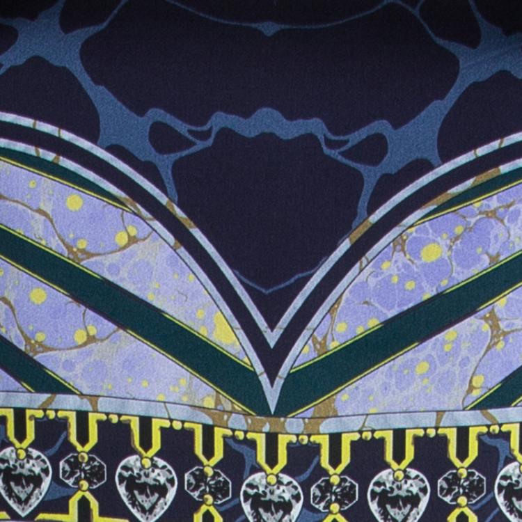Pre Owned Emilio Pucci Multicolor Printed Silk Godet Dress M