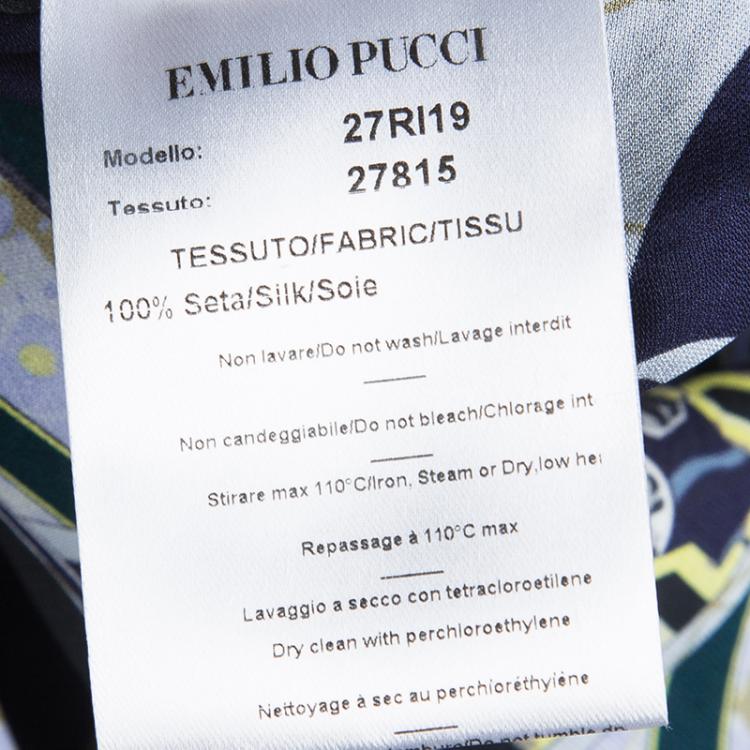 Pre Owned Emilio Pucci Multicolor Printed Silk Godet Dress M