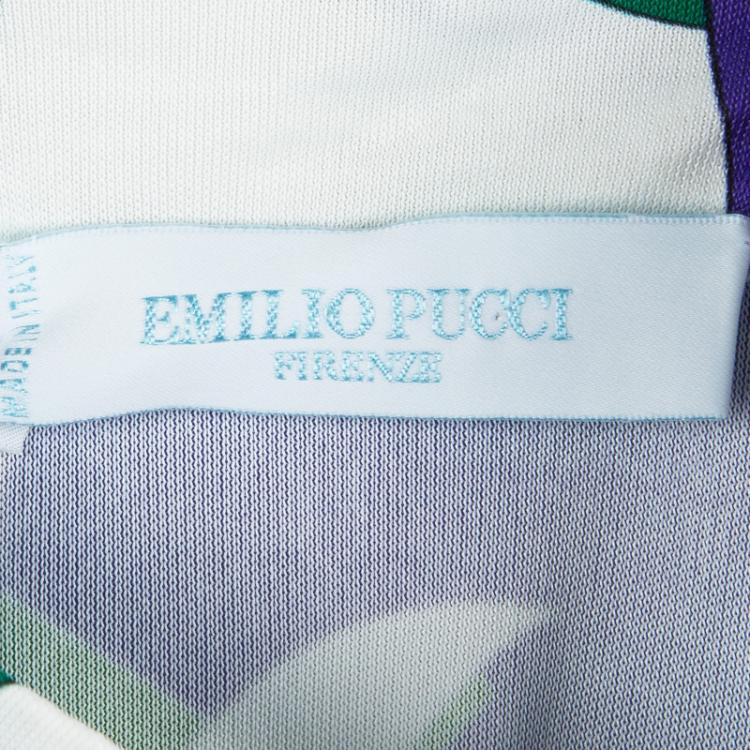 Pre Owned Emilio Pucci Multicolor Printed Knit Halter Dress M