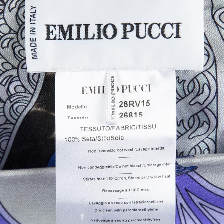 Pre Owned Emilio Pucci Multicolor Printed Silk Gathered Maxi Skirt S