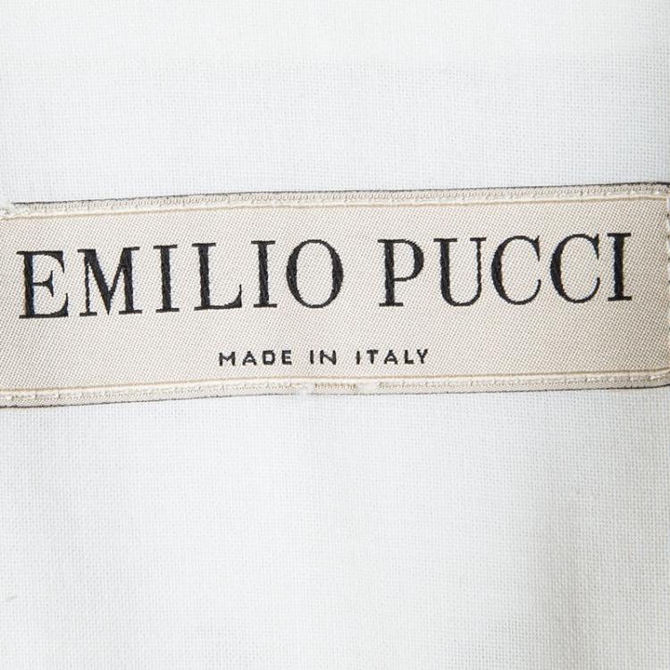 Pre Owned Emilio Pucci Off White Cutout Butterfly Embroidered Jacket S