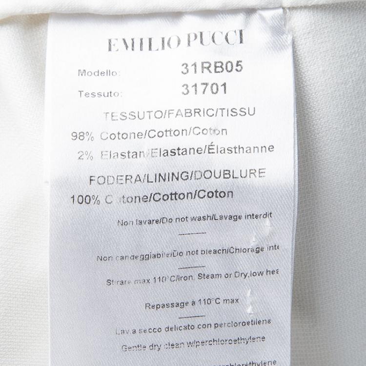 Pre Owned Emilio Pucci Off White Cutout Butterfly Embroidered Jacket S