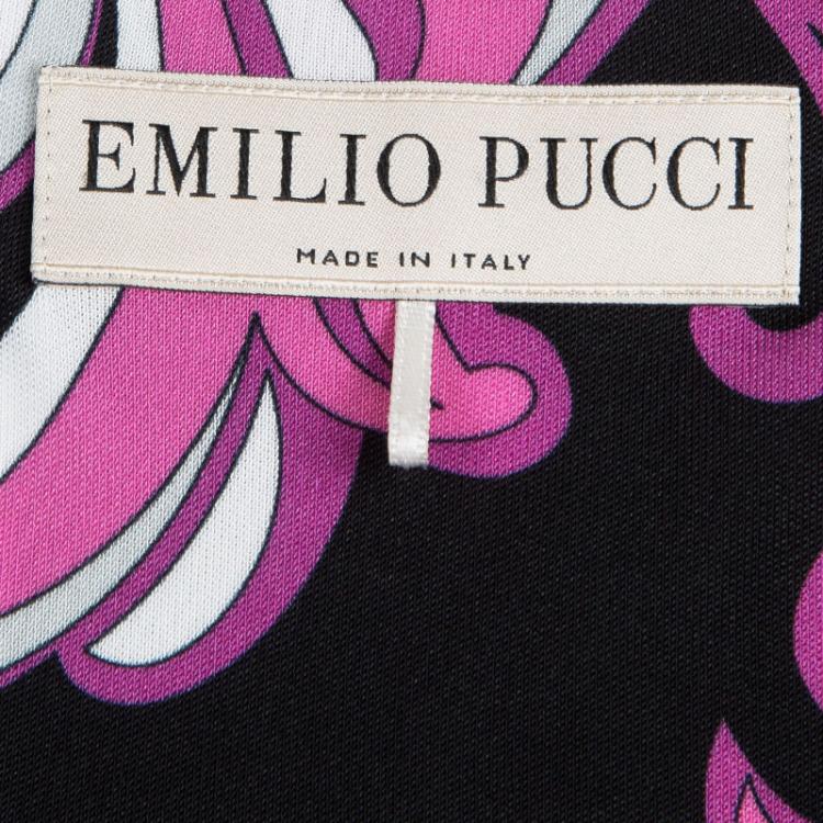Pre Owned Emilio Pucci Multicolor Printed Embellished Long Sleeve Maxi Dress L