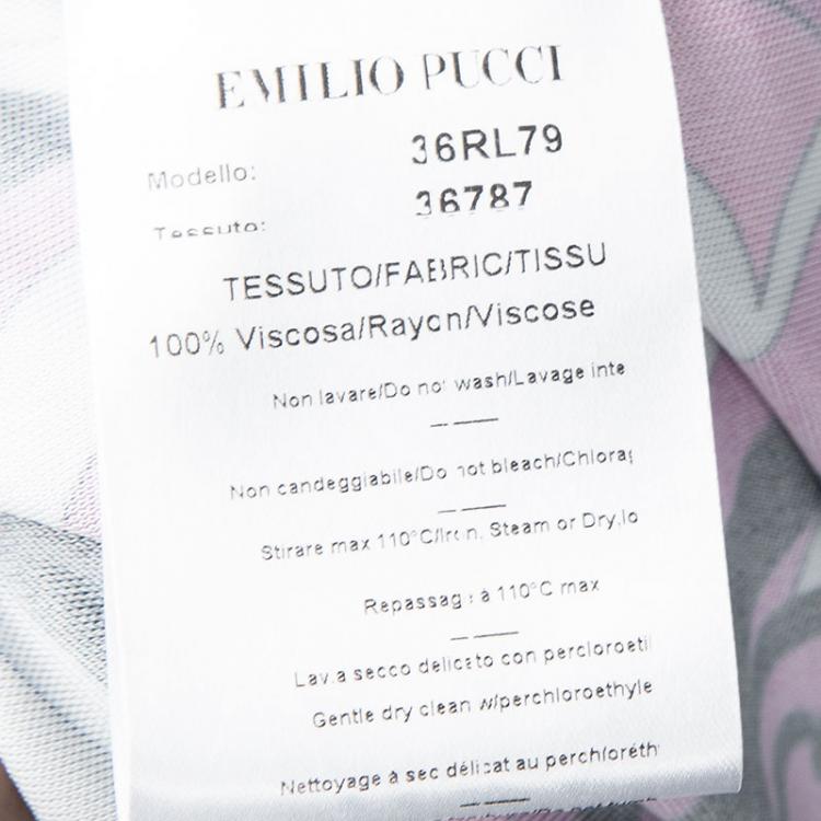 Pre Owned Emilio Pucci Multicolor Printed Embellished Long Sleeve Maxi Dress L