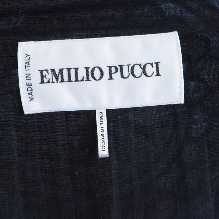 Pre Owned Emilio Pucci Multicolor Print Embroidered Gathered Maxi Skirt S