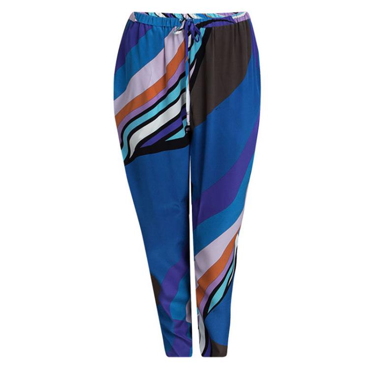 Pre Owned Emilio Pucci Multicolor Printed Top and Pant Set L