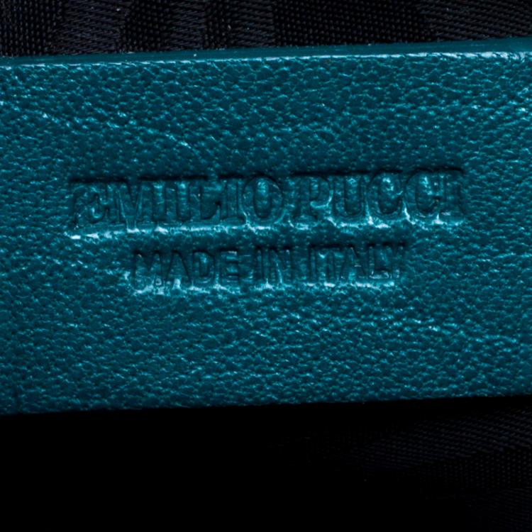 Pre Owned Emilio Pucci Emerald Green Leather Marquise Shoulder Bag