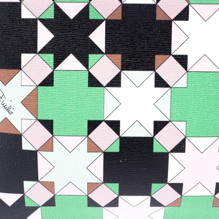 Pre Owned Emilio Pucci Multicolor Geometric Print Leather Small Clutch