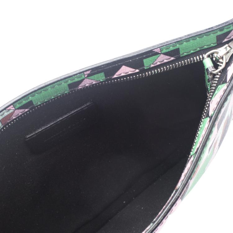 Pre Owned Emilio Pucci Multicolor Geometric Print Leather Small Clutch