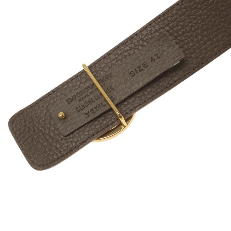 Pre Owned Emporio Armani Brown and Beige Leather Reversible Belt Size 42 