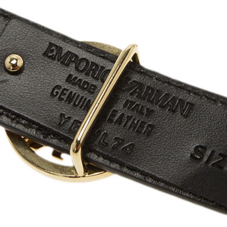 Pre Owned Emporio Armani Brown Croc Embossed and Black Leather Reversible Belt 95 CM