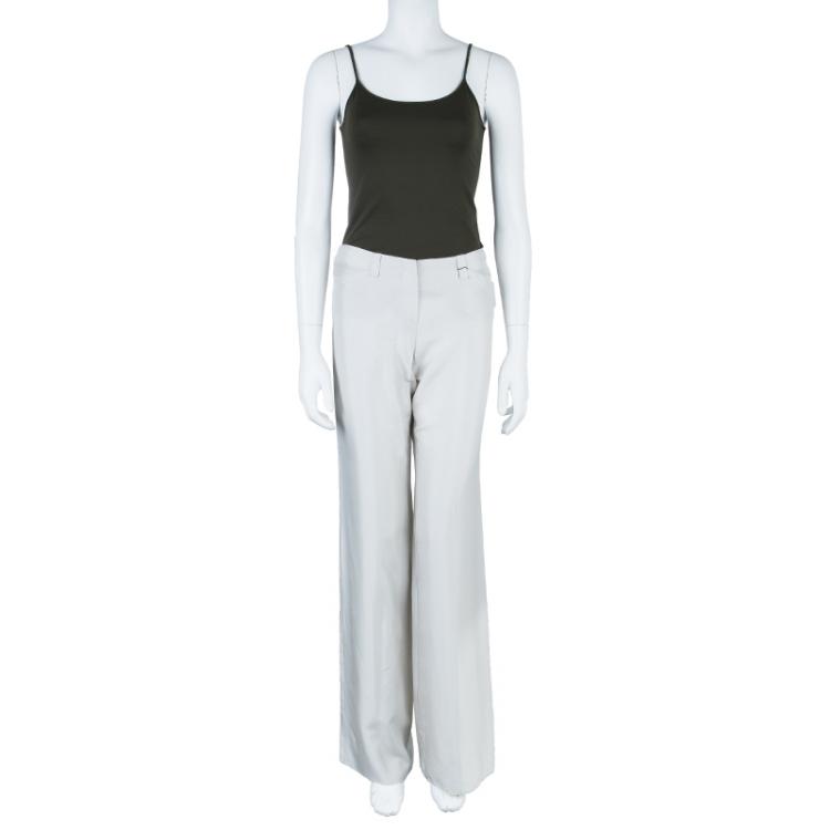Pre Owned Emporio Armani Palazzo Wide Leg Silk Pants S