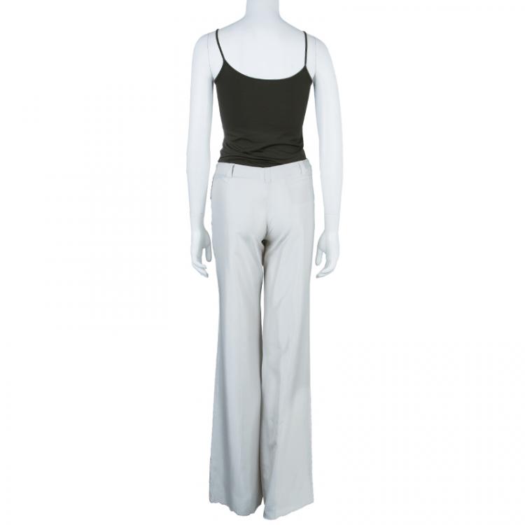 Pre Owned Emporio Armani Palazzo Wide Leg Silk Pants S