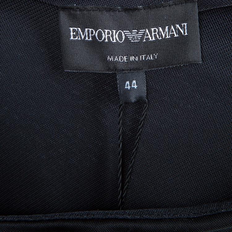 Pre Owned Emporio Armani Black One Shoulder Button Detail Dress M