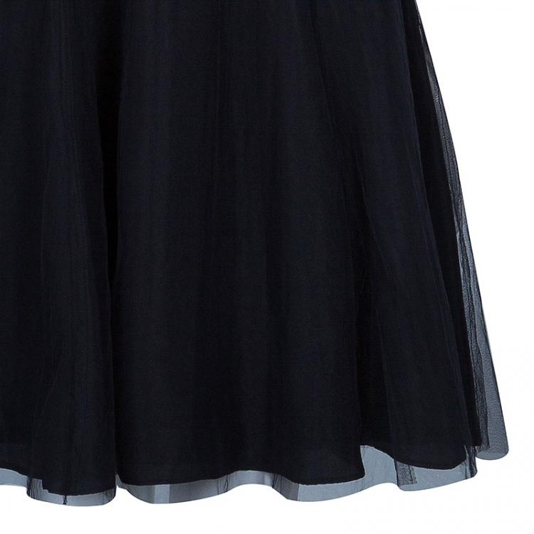 Pre Owned Emporio Armani Black Embellished Tulle Dress S