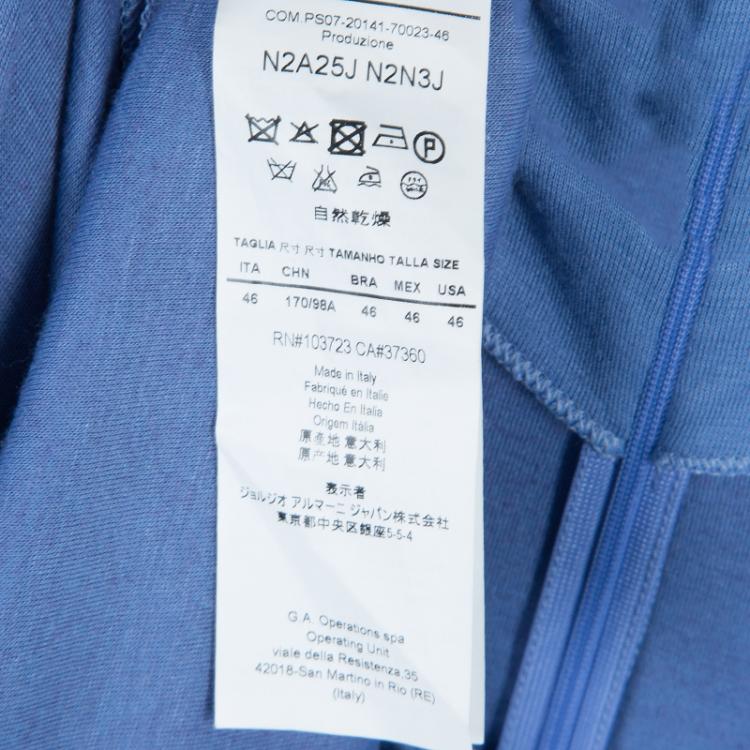 Pre Owned Emporio Armani Blue Knit Ruched Dress L
