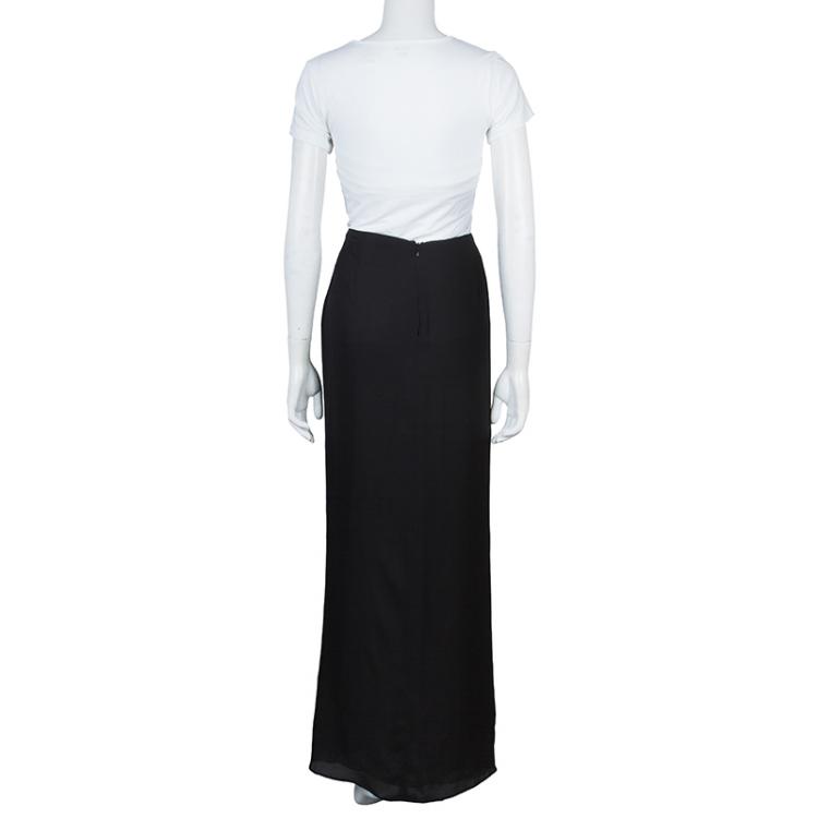 Pre Owned Emporio Armani Black Silk Maxi Skirt  M