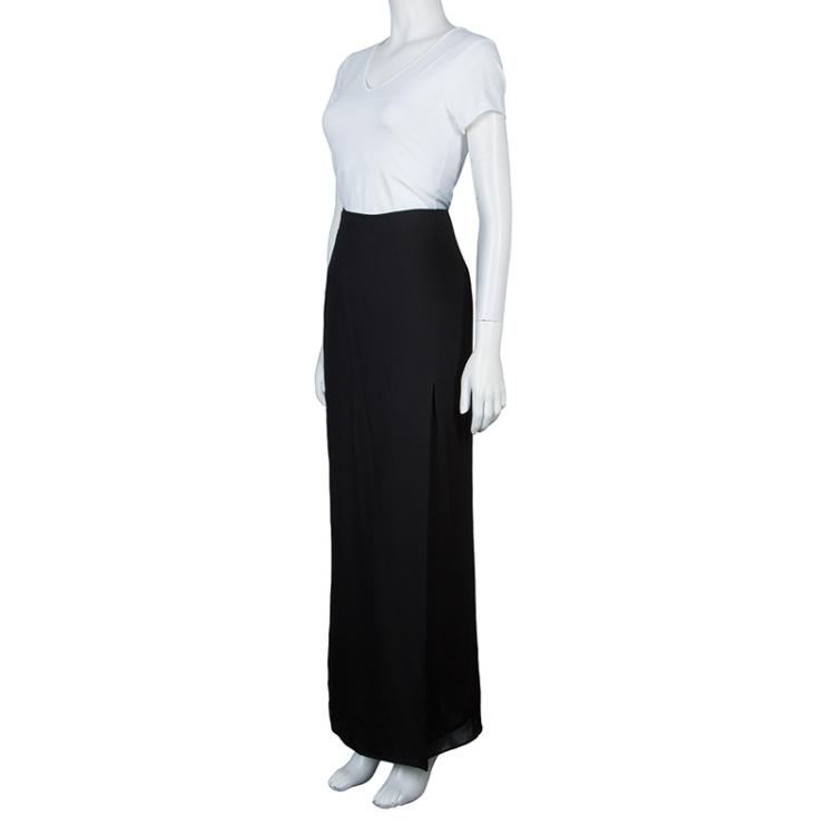 Pre Owned Emporio Armani Black Silk Maxi Skirt  M