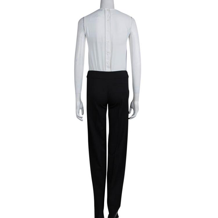 Pre Owned Emporio Armani Black Stretch Wool Trousers S