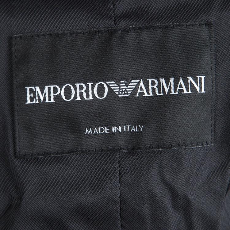 Pre Owned Emporio Armani Burgundy Textured Jacquard Blazer S