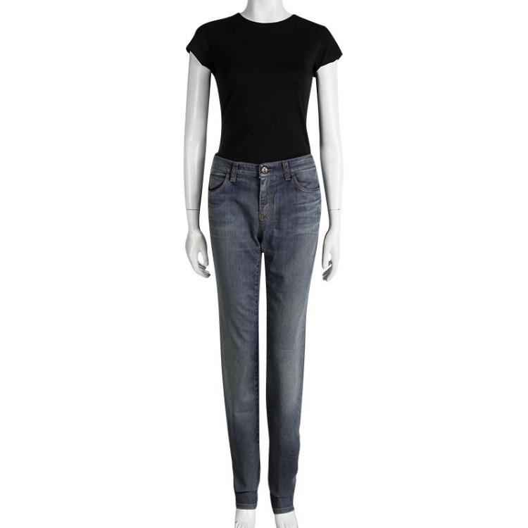 Pre Owned Emporio Armani Indigo Faded Effect Denim Jeans L
