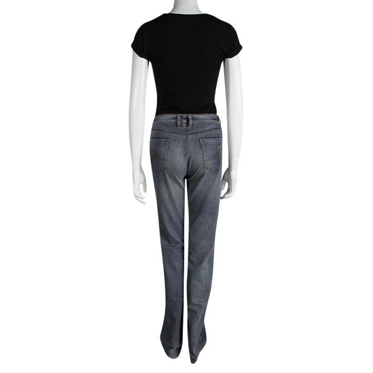 Pre Owned Emporio Armani Indigo Faded Effect Denim Jeans L