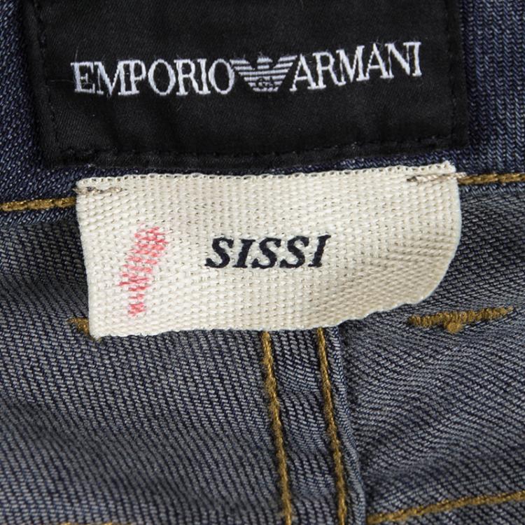 Pre Owned Emporio Armani Indigo Faded Effect Denim Jeans L
