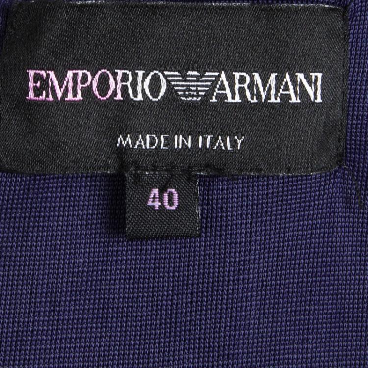 Pre Owned Emporio Armani Navy Blue Plisse One Shoulder Dress S