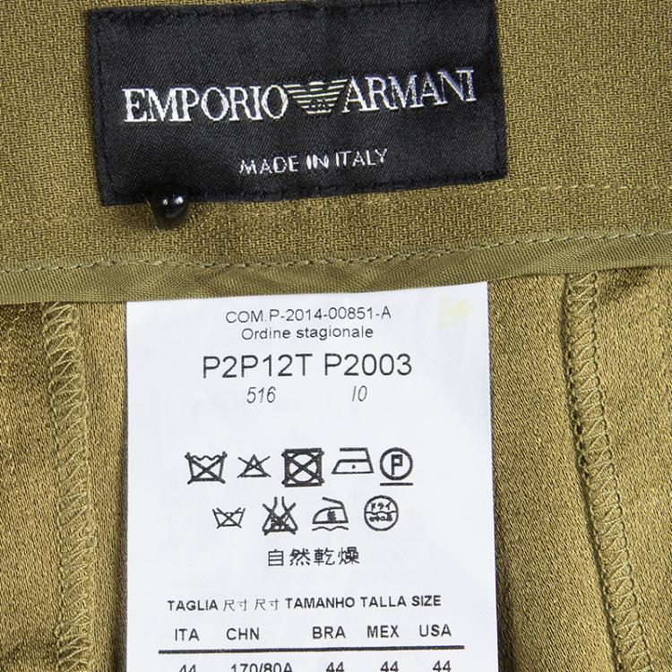Pre Owned Emporio Armani Green Paneled Trousers M