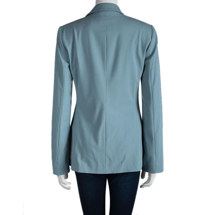 Pre Owned Emporio Armani Teal Wool Notched Collar Blazer L