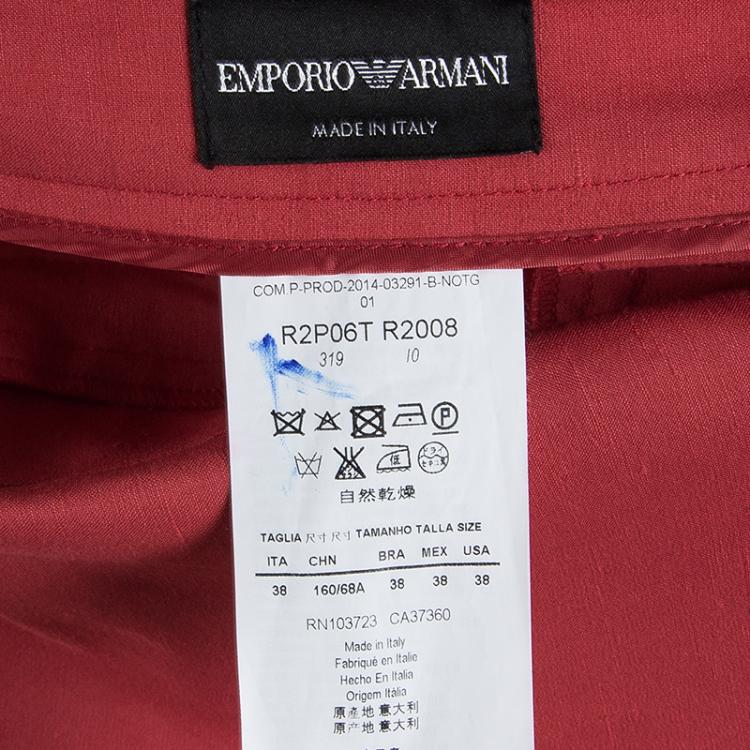 Pre Owned Emporio Armani Red Tapered Trousers S