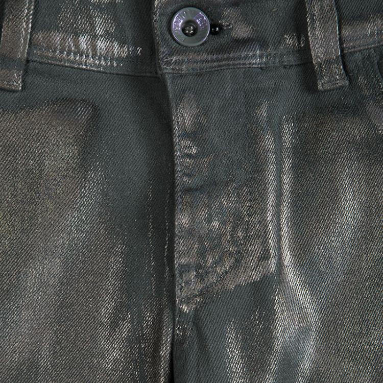 Pre Owned Emporio Armani Metallic Grey Denim Mila Jeggings S