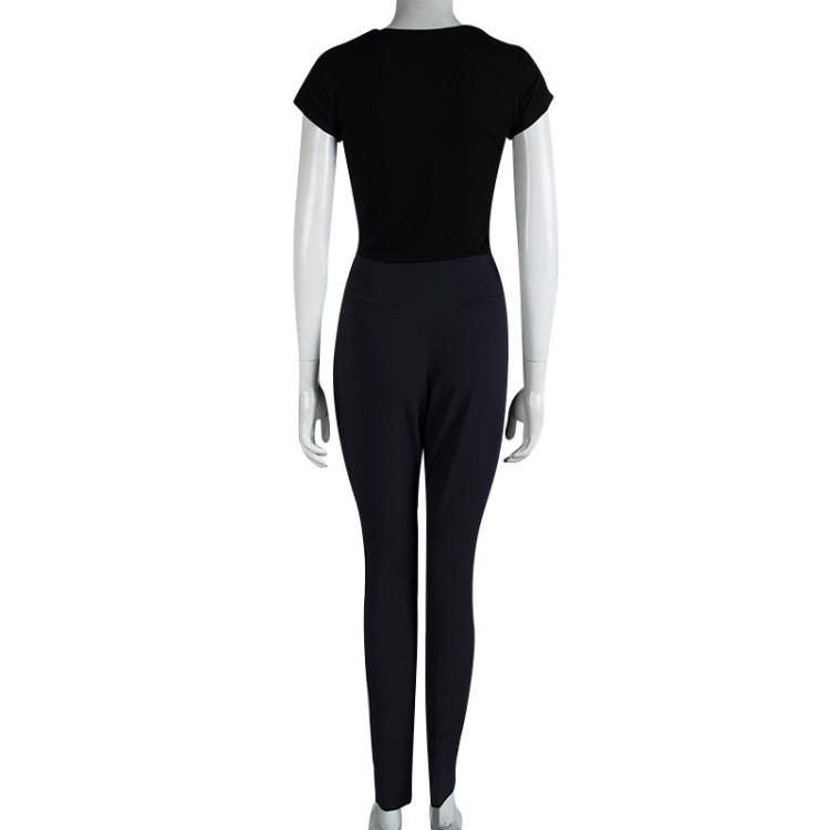 Pre Owned Emporio Armani Grey Contrast Panel Detail Trousers M