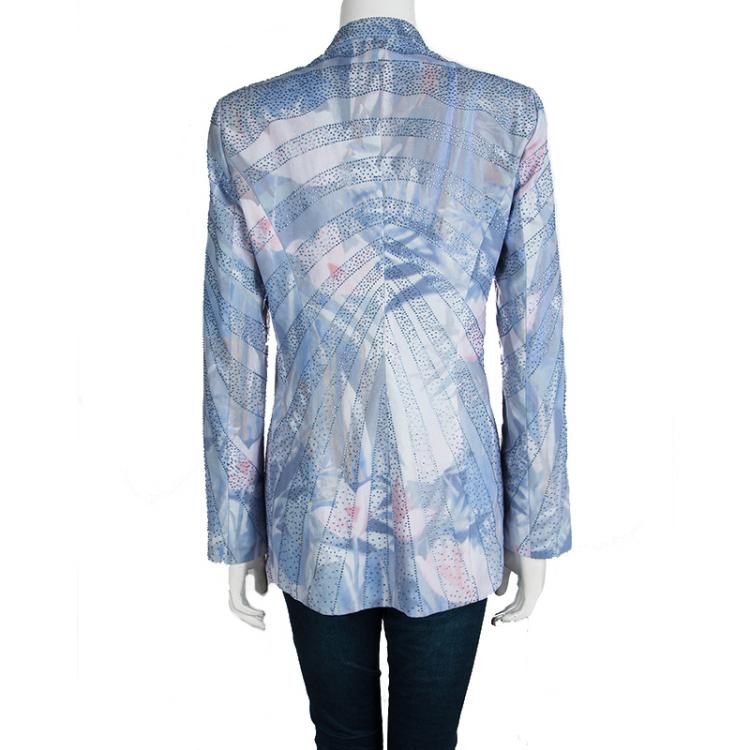 Pre Owned Emporio Armani Elite Multicolor Crystal Embellished Mandarin Collar Jacket M