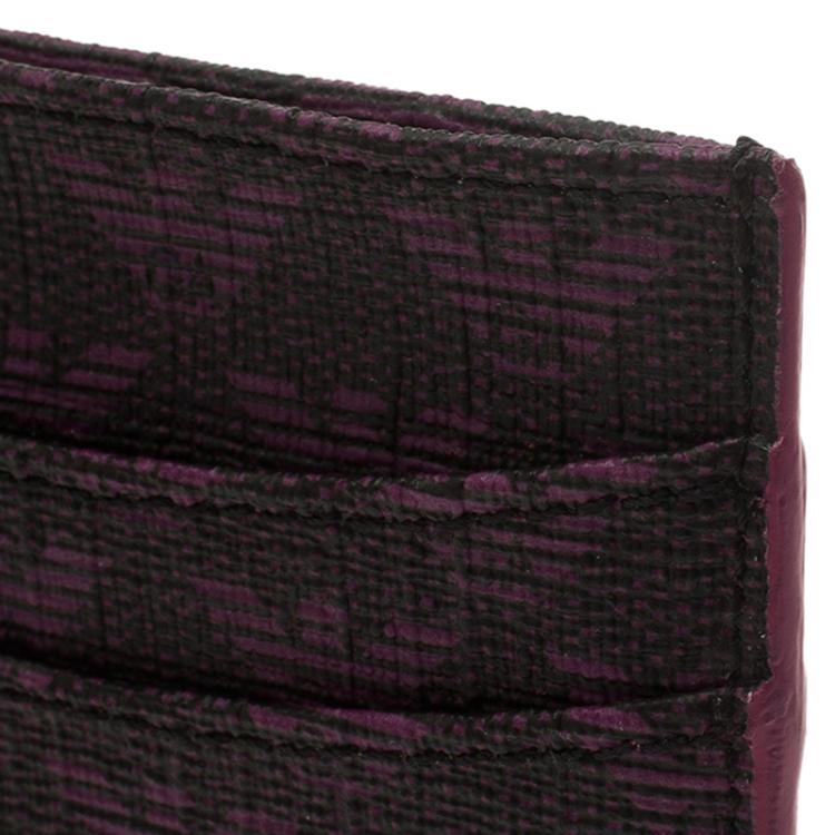 Pre Owned Emporio Armani Purple Canvas Logo Print Card Holder
