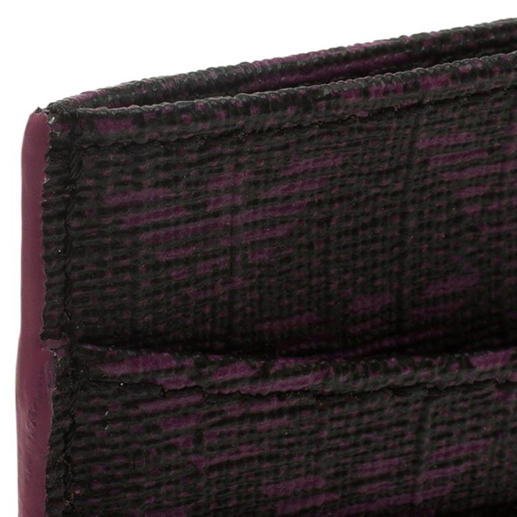 Pre Owned Emporio Armani Purple Canvas Logo Print Card Holder