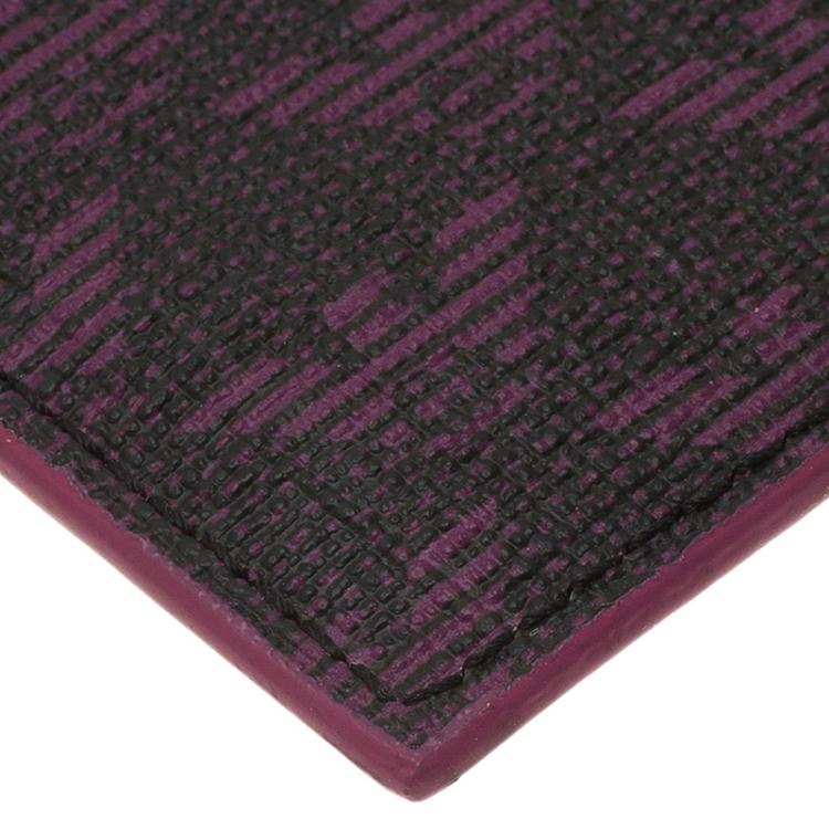 Pre Owned Emporio Armani Purple Canvas Logo Print Card Holder