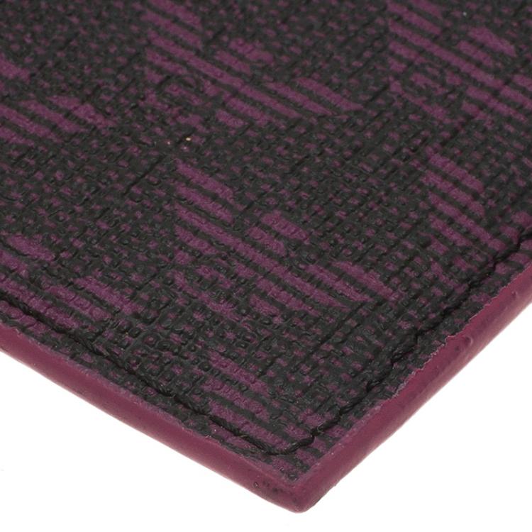 Pre Owned Emporio Armani Purple Canvas Logo Print Card Holder