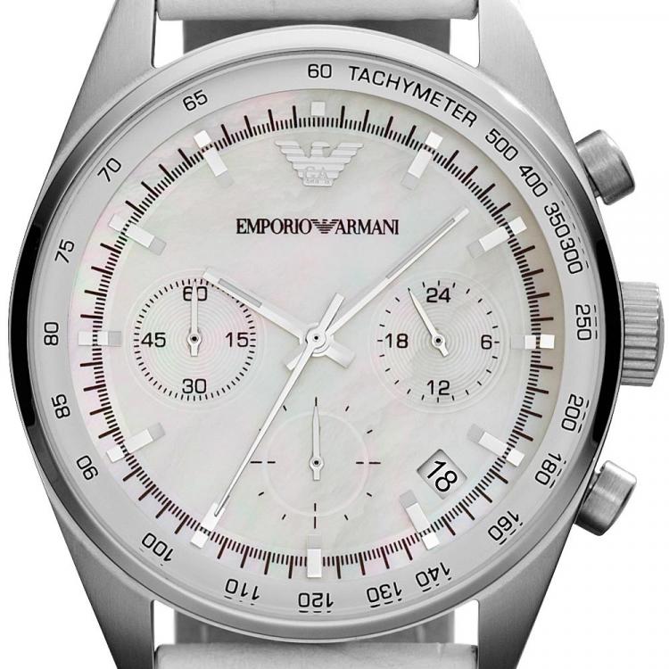 Pre Owned Emporio Armani Mother of Pearl Stainless Steel AR6011 Women's Wristwatch 35MM