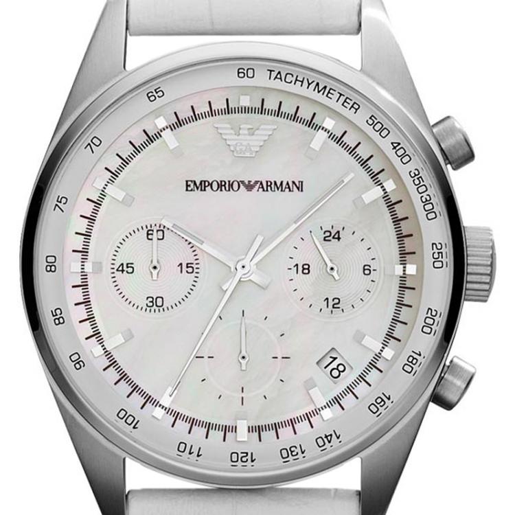 Pre Owned Emporio Armani Mother of Pearl Stainless Steel AR6011 Women's Wristwatch 35MM