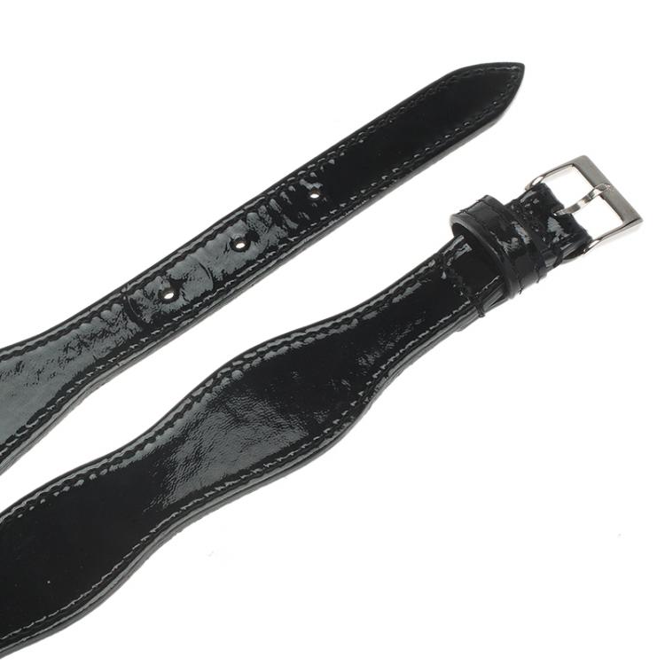 Pre Owned Emporio Armani Black Patent Wavy Belt 105 CM