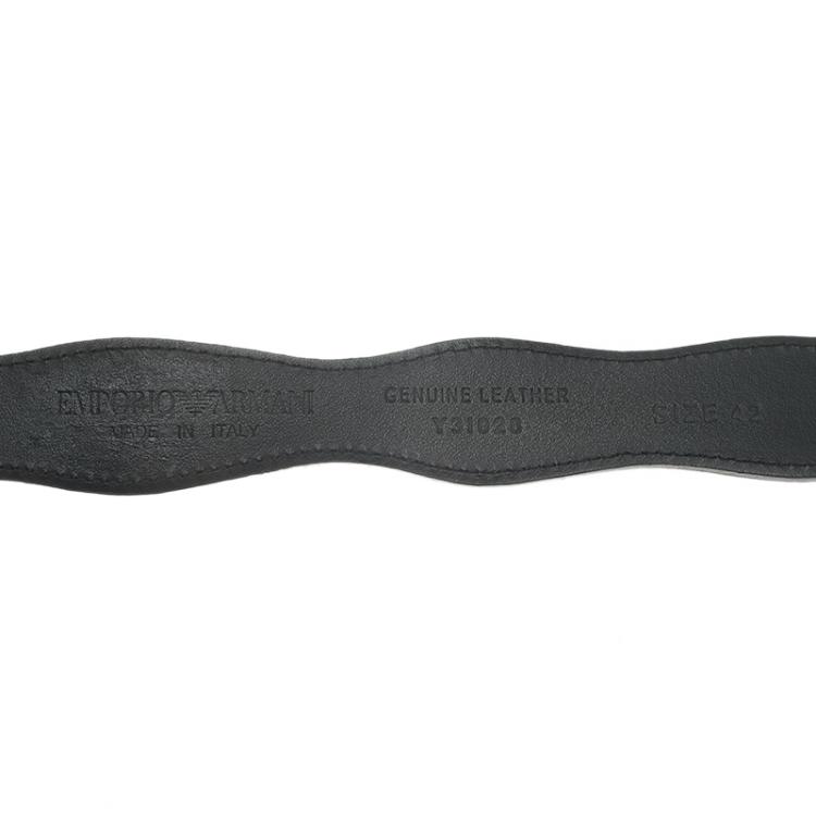 Pre Owned Emporio Armani Black Patent Wavy Belt 105 CM
