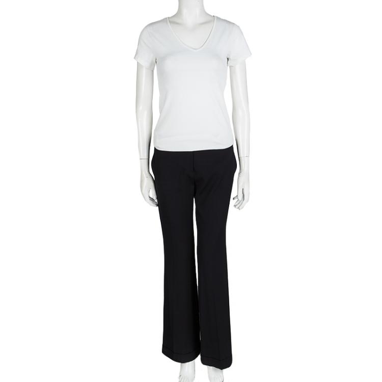 Pre Owned Emporio Armani Black Wide Leg Trousers M