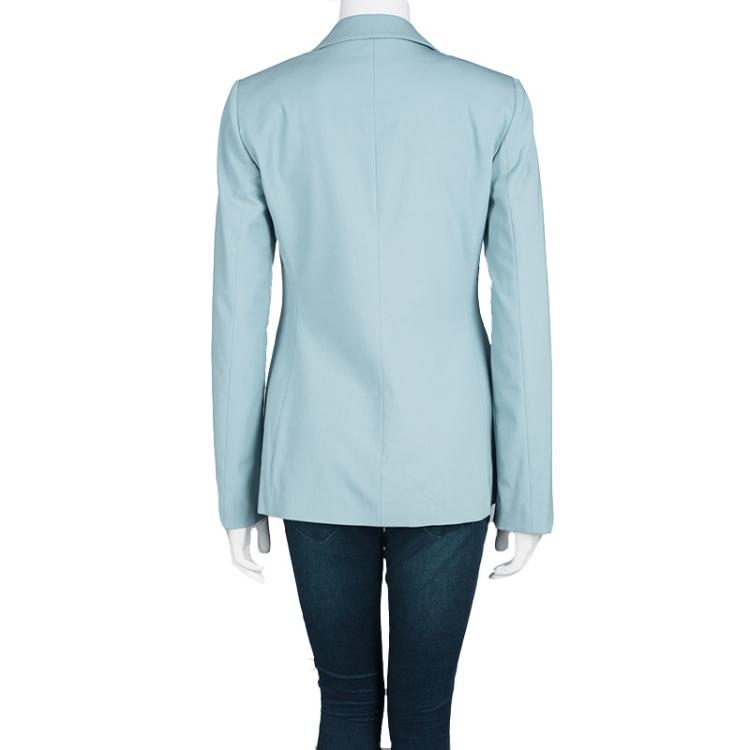 Pre Owned Emporio Armani Teal Blue Wool Tailored Two Button Blazer M