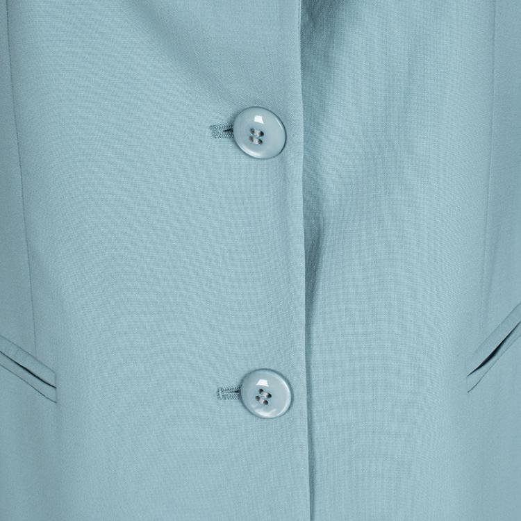 Pre Owned Emporio Armani Teal Blue Wool Tailored Two Button Blazer M