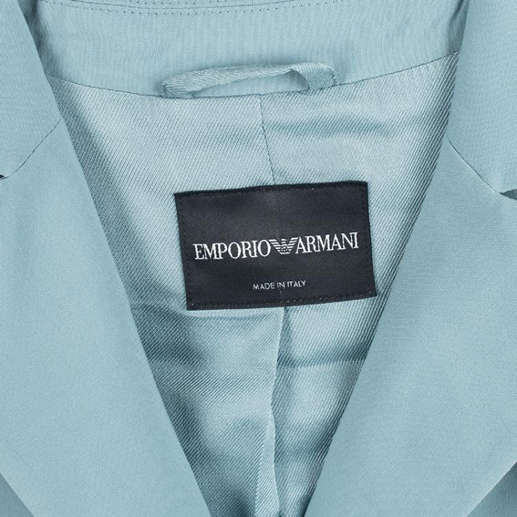 Pre Owned Emporio Armani Teal Blue Wool Tailored Two Button Blazer M