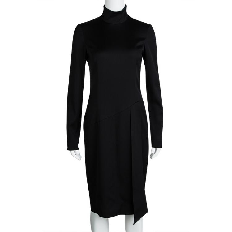 مملوكة مسبقًا Emporio Armani Black High Neck Long Sleeve Dress M